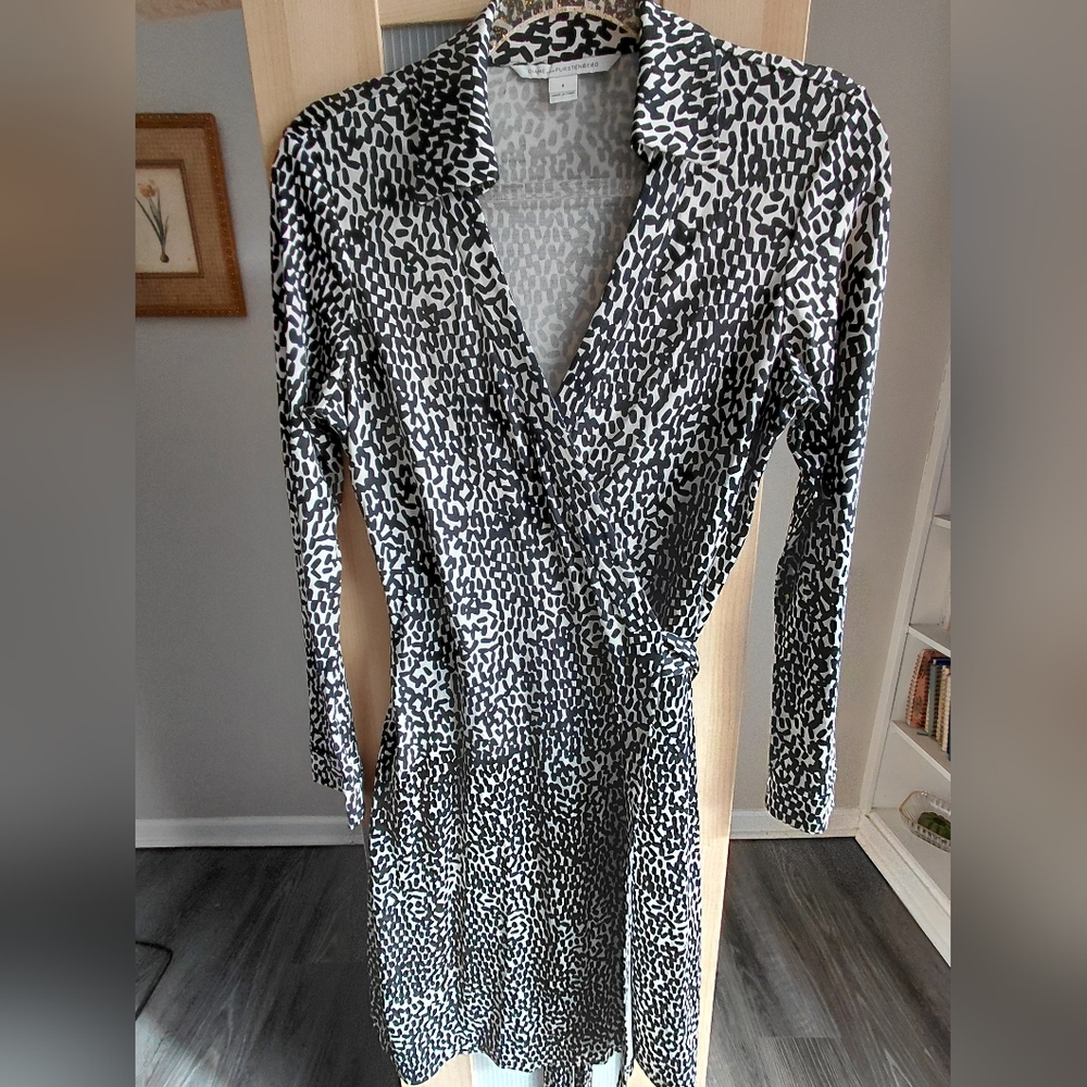Diane Von Furstenberg Black and White Animal Print Dress